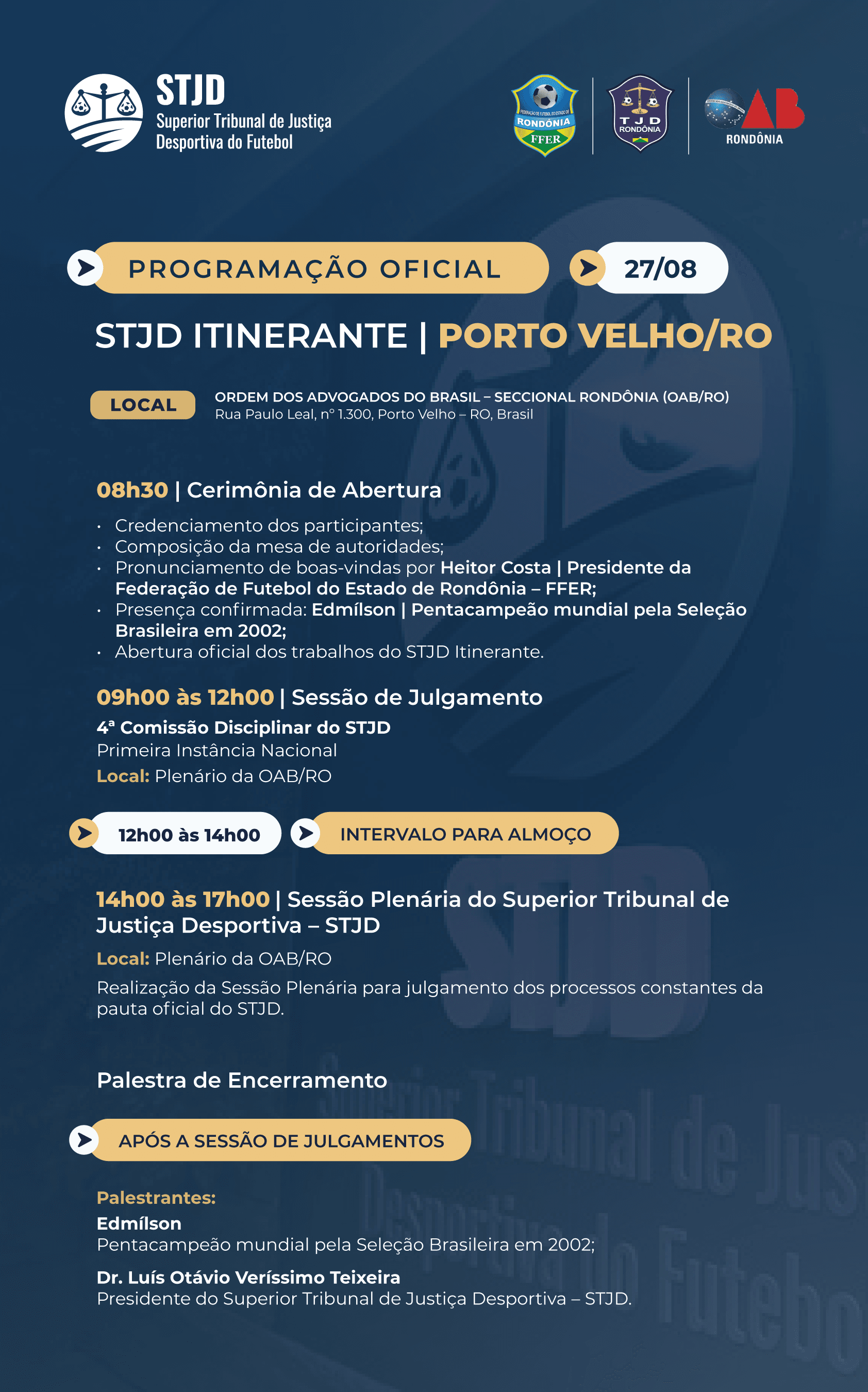 Programação STJD Itinerante Rondonia